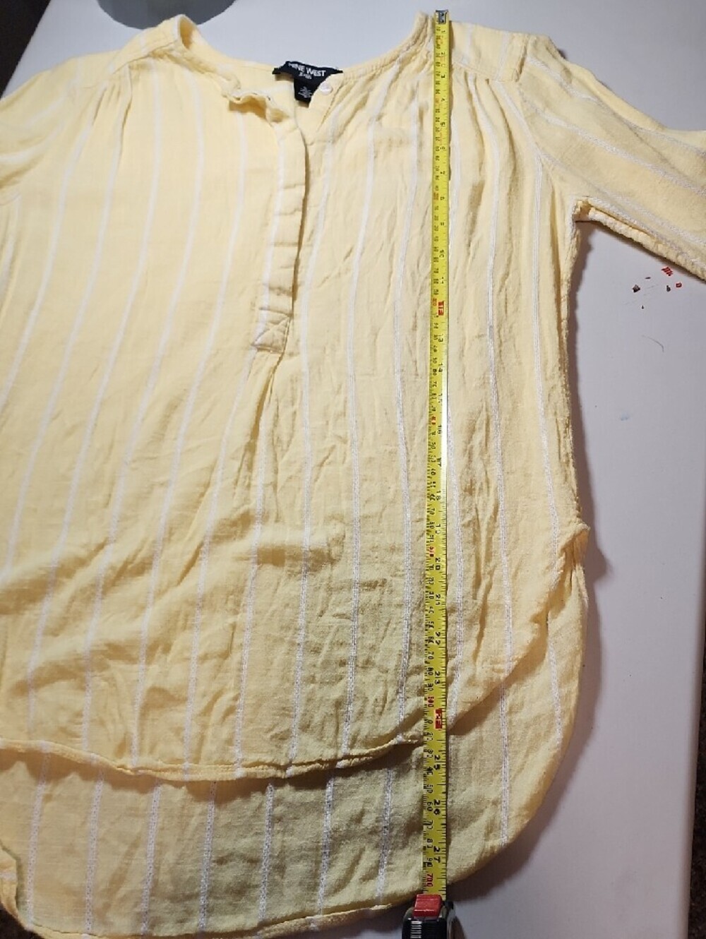 Nine West Yellow Striped Button-Front Tunic Top - Picture 6 of 8